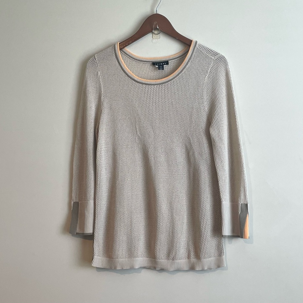 Tribal Brand Open Knit Sweater Cropped Slit Sleeves Sz SP